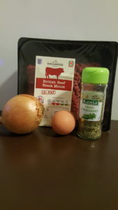 Ingredients for the burger recipe